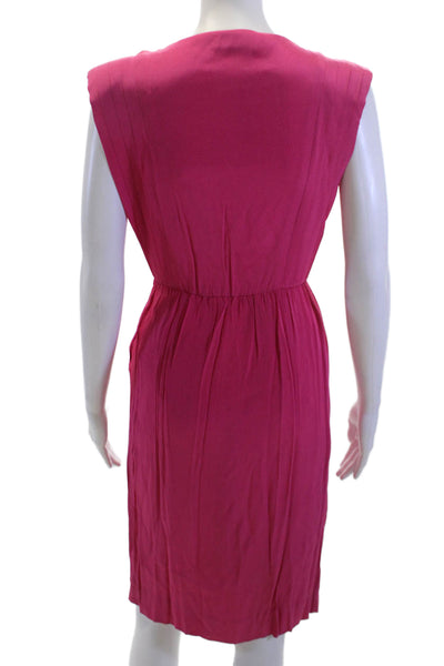 Albert Nipon Womens Sheath Dress Pink Sleeveless Knee Length 80s Size S