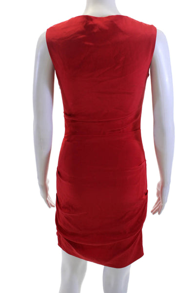 Nicole Miller Womens Bodycon Sheath Dress Red Square Neck Sleeveless Zip Size S
