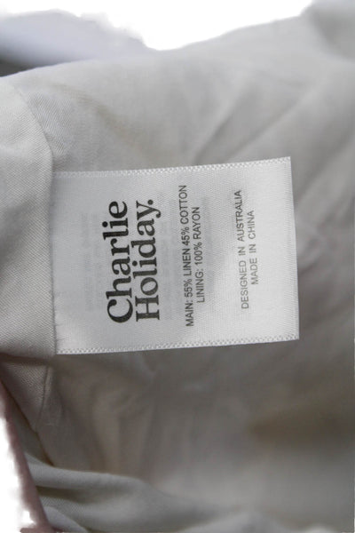 Charlie Holiday Womens White Graphic Peasant Maxi Skirt Linen Cotton Size 4