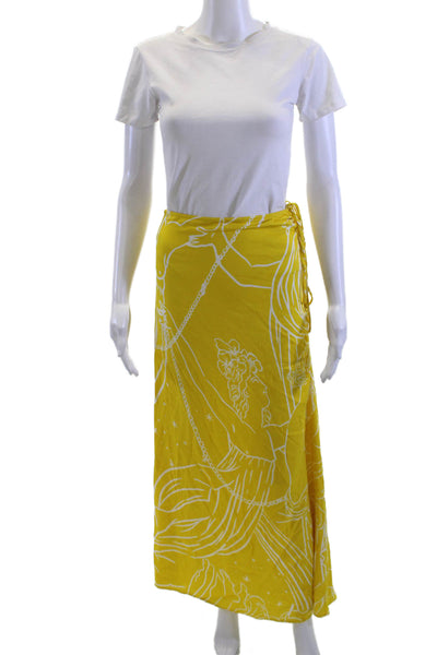 Christopher Esber Women Maxi Wrap Skirt Yellow Viscose Spandex Size 4