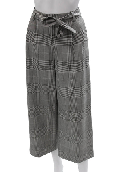 J Crew Womens Cropped Paperbag Dress Pants Black Plaid 24in Inseam Size 4