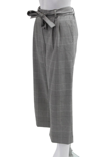 J Crew Womens Cropped Paperbag Dress Pants Black Plaid 24in Inseam Size 4