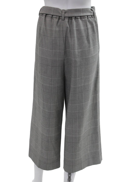 J Crew Womens Cropped Paperbag Dress Pants Black Plaid 24in Inseam Size 4