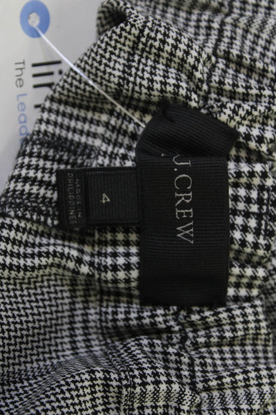 J Crew Womens Cropped Paperbag Dress Pants Black Plaid 24in Inseam Size 4