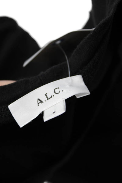 ALC Womens Basic Black Cotton Crew Neck Short Sleeve T-Shirt Size S