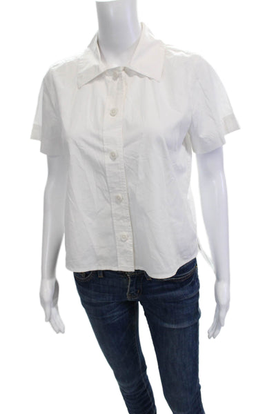 J Crew Women Collared Short Sleeve Cotton Button-Up Top White Size 0