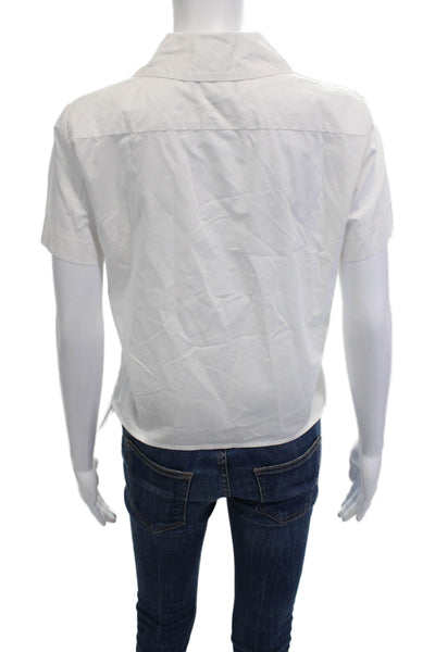 J Crew Women Collared Short Sleeve Cotton Button-Up Top White Size 0