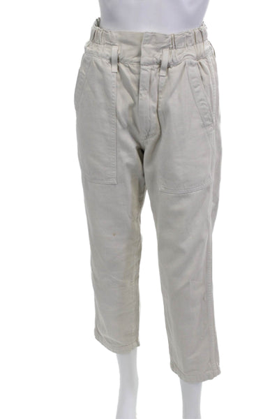 Amo Unisex Cropped Paperbag White High Rise Pants Size 23