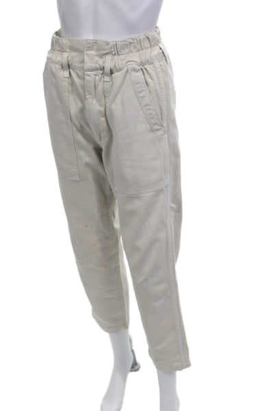 Amo Unisex Cropped Paperbag White High Rise Pants Size 23