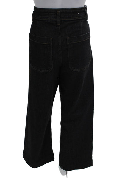 Zara Womens Cropped Black High Rise Pants Cotton Polyester Size 4