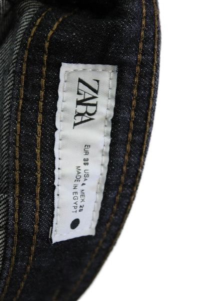 Zara Womens Cropped Black High Rise Pants Cotton Polyester Size 4
