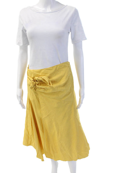 Vince Womens A-Line Wrap Skirt Yellow 100% Modal Long Size 4