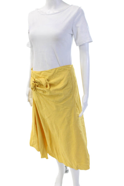 Vince Womens A-Line Wrap Skirt Yellow 100% Modal Long Size 4