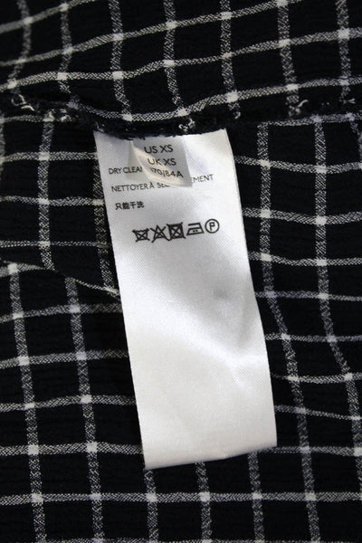 Maeve Anthropologie Womens Shirt Dress Black Check V-Neck 3/4 Sleeve Size XS