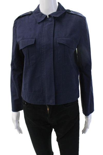 BB Dakota Womens Dark Blue Military Jacket Long Sleeve Collared Size S