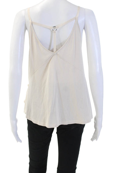 Free People Women Camisole V Neck Sleeveless Beige Tie Bohemian Modal Size S
