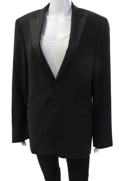 Boss Hugo Boss Mens Tuxedo Blazer Black Wool V Neck Long Sleeve Button Size M