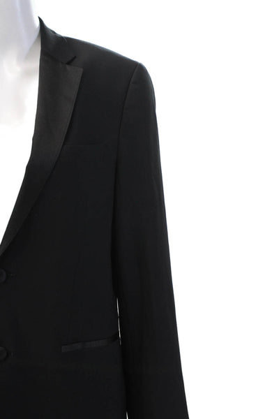 Boss Hugo Boss Mens Tuxedo Blazer Black Wool V Neck Long Sleeve Button Size M