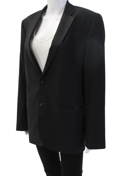 Boss Hugo Boss Mens Tuxedo Blazer Black Wool V Neck Long Sleeve Button Size M