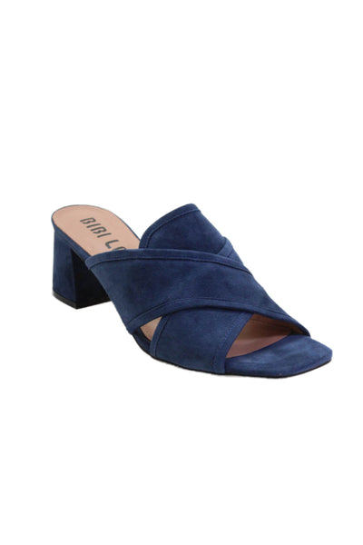 Bibi Lou Womens Open Toe Slip On Block Hania Denim Heels Blue Size EUR 41