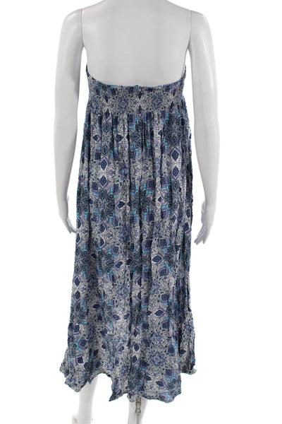 Tiare Hawaii Women Sundress Blue Square Neck Mid-Calf 100% Rayon Size One Size