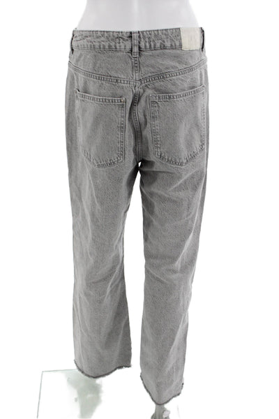 Zara Unisex Straight Gray Cotton Mid-Rise Jeans Size 10