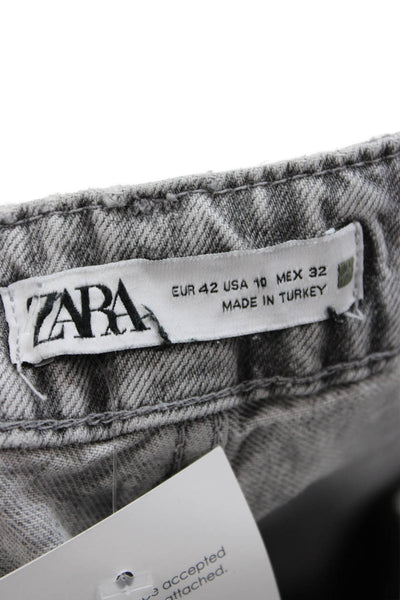 Zara Unisex Straight Gray Cotton Mid-Rise Jeans Size 10