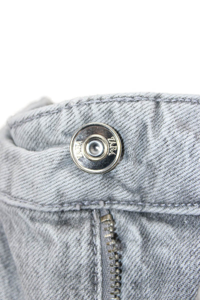Zara Unisex Straight Gray Cotton Mid-Rise Jeans Size 10