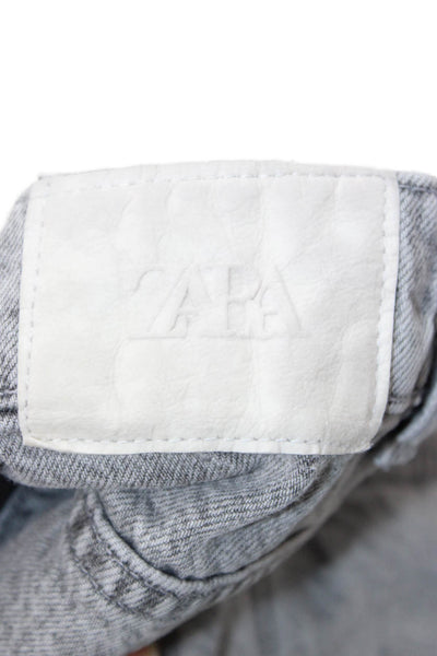 Zara Unisex Straight Gray Cotton Mid-Rise Jeans Size 10