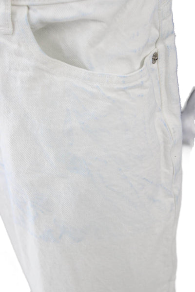 Zara Womens White Cropped Jeans Button Mid Rise Cotton Blend Size 10