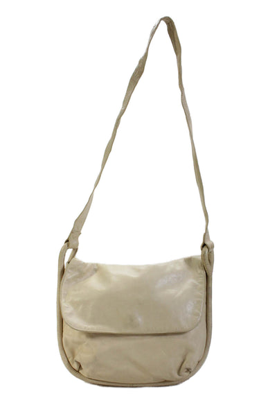 cul de sac Womens Leather Snap Closure Shoulder Handbag Beige