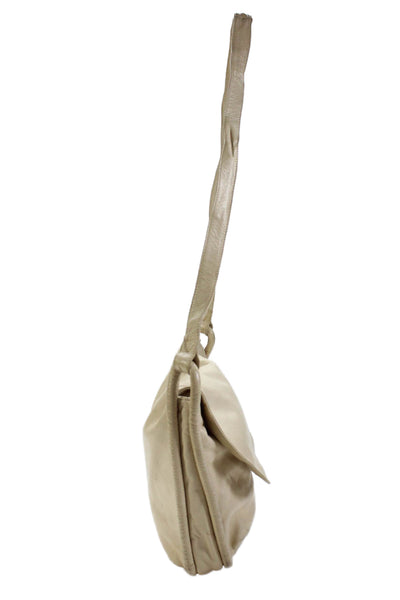 cul de sac Womens Leather Snap Closure Shoulder Handbag Beige