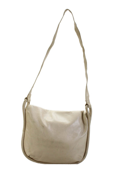 cul de sac Womens Leather Snap Closure Shoulder Handbag Beige