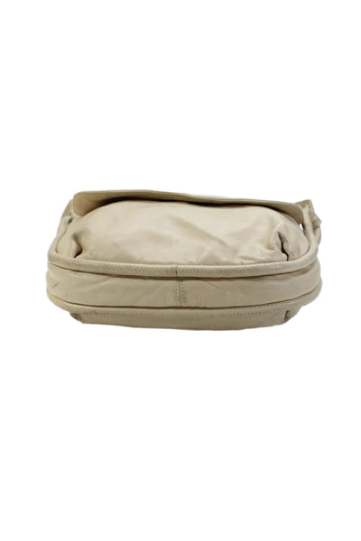 cul de sac Womens Leather Snap Closure Shoulder Handbag Beige