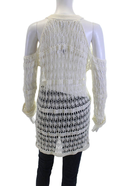 L Space Womens Beige V-Neck Sweaters Cotton Polyamide Beach Size M