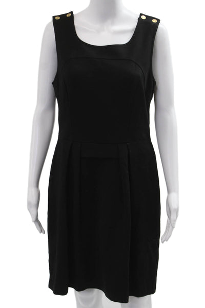 Trina Turk Womens A-Line Tank Dress Black Square Neck Button Size M