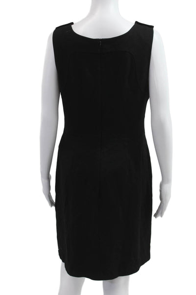 Trina Turk Womens A-Line Tank Dress Black Square Neck Button Size M