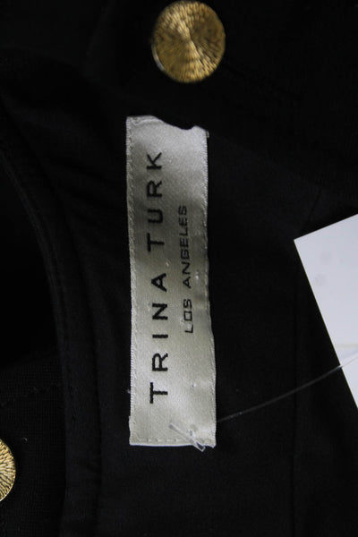 Trina Turk Womens A-Line Tank Dress Black Square Neck Button Size M