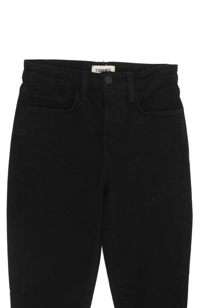 L'Agence Womens Skinny Jegging Black Mid Rise Button Size 23