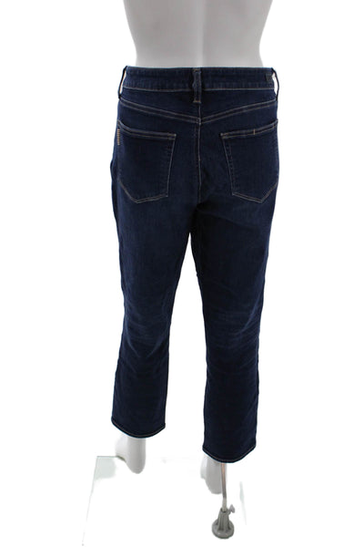 Paige Women Cropped Straight Dark Blue High Rise Jeans Size 28