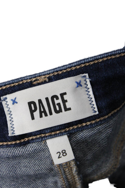 Paige Women Cropped Straight Dark Blue High Rise Jeans Size 28