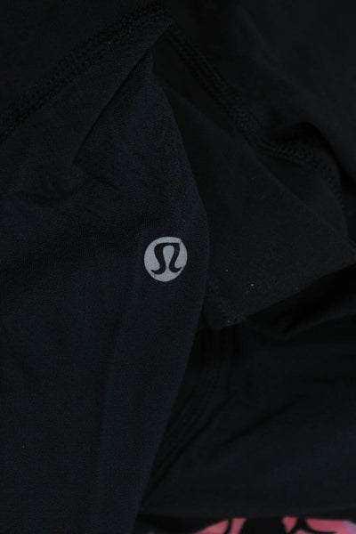 Lululemon Womens Capri Cropped Leggings Black Skull Print Nylon Zip Size 10