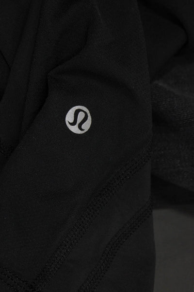 Lululemon Womens Black Skull Graphic Capri Cropped Leggings Zip Size 8
