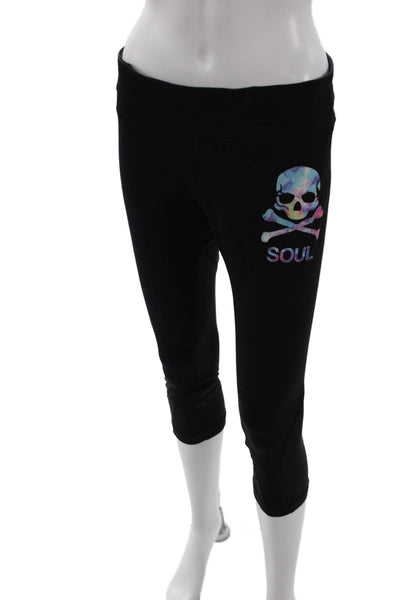 Lululemon Women Capri Cropped Skull Graphic Leggings Black Size 10