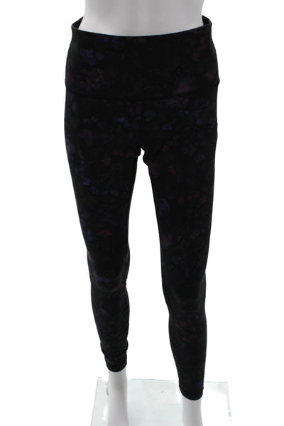 Lululemon Womens Ankle Jeggings Black Floral Nylon Blend Size 8