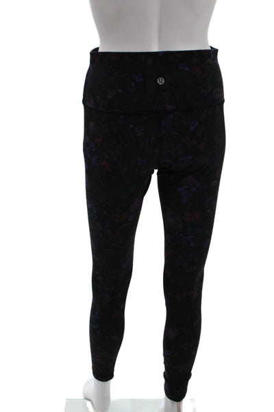 Lululemon Womens Ankle Jeggings Black Floral Nylon Blend Size 8