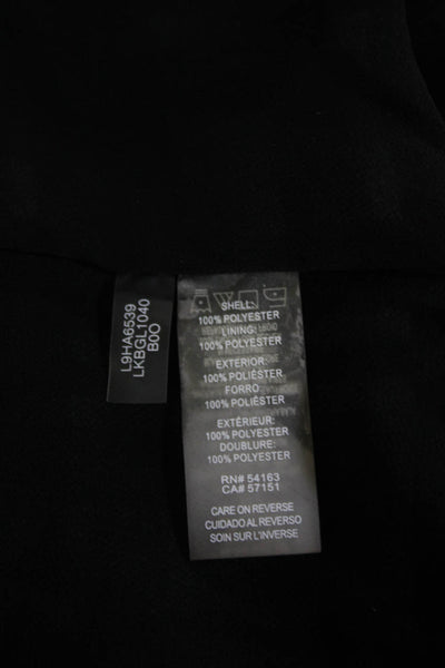 Karl Lagerfeld Women Black Plaid Mock Neck Button Up Blouse Long Sleeve Size S