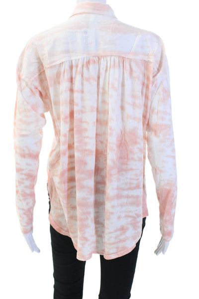 Splendid Women Basic Collared Pink Button-Up Blouse Long Sleeve Size S