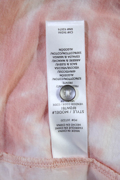 Splendid Women Basic Collared Pink Button-Up Blouse Long Sleeve Size S
