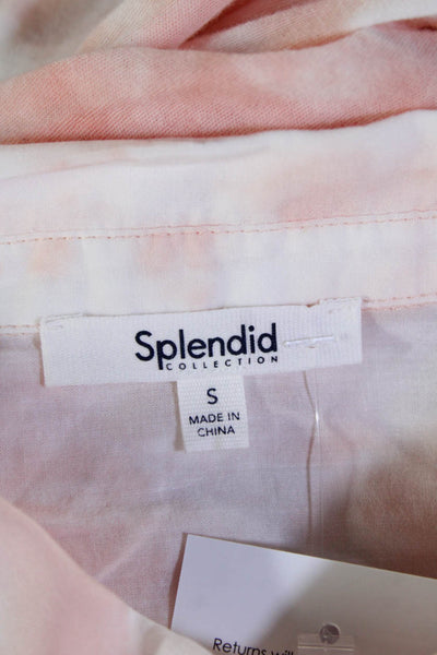 Splendid Women Basic Collared Pink Button-Up Blouse Long Sleeve Size S